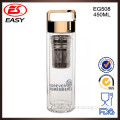 EG508 New product double wall insulated glass drinking bottle with pp handing lid